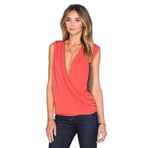 L’Academie The Wrap Blouse in Red Orange